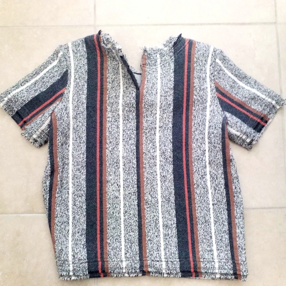 NWOT ann taylor racer stripe wool fringe tee - Picture 4 of 7